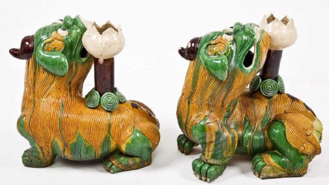 PORCELAIN FOO DOGS: SOME WORN MARKS...