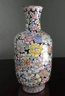 CLOISONN VASE: 8 INCHES HIGH.