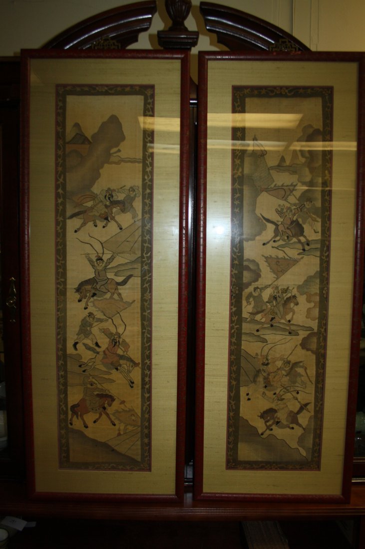 Two of Chinese KESI In Frame It kesi the warriors: Two of Chinese KESI In Frame It kesi the warriors fighting in the war Each Sizes: 124cm x 45cm