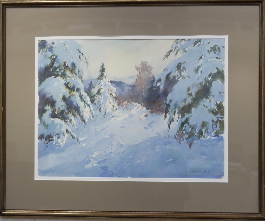 Charles Curtis Allen 1886-1950 Snow Mantle: watercolor signed 18 x 24