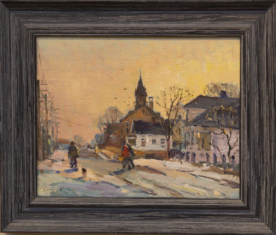 Antonio Cirino 1888-1983 End of Day: End of Day signed oil on canvas mnt. on board 8 x 10