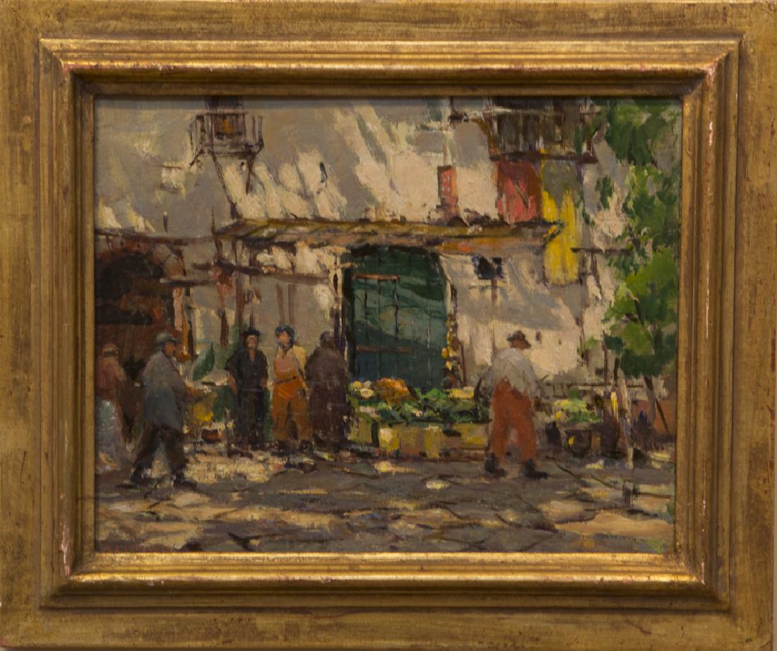 Antonio Cirino 1888-1983 Vegetable Mart, Providence: Vegetable Mart, Providence signed oil on board 8 x 10