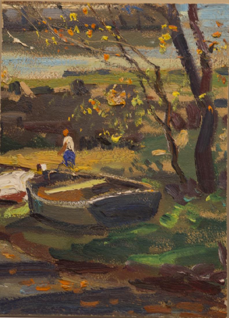 Wayne Morrell 1923-2013 Land End, Lanesville, MA,: Land End, Lanesville, MA, 1989 signed (en verso) oil on board 11 x 8