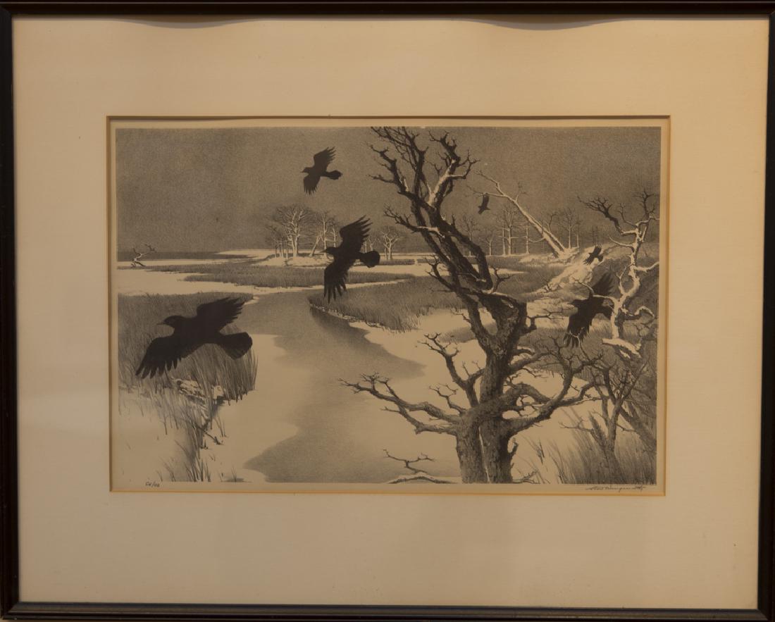 Stow Wengenroth 1906-1978 Salt Marshes, Greenport,: Salt Marshes, Greenport, New York, 1955 signed lithograph 10 x 15.75