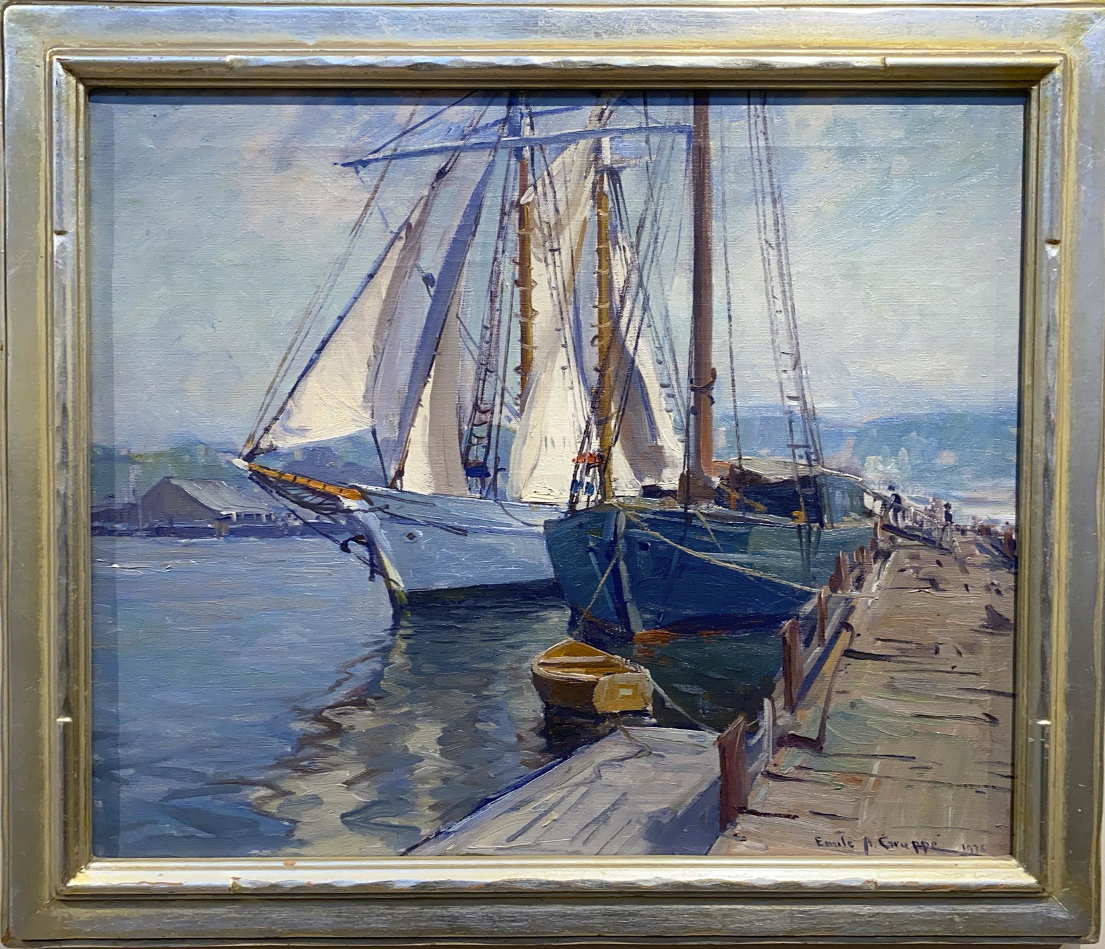 Emile Gruppe 1896-1978 The Yankee Drying Sails: oil on canvas 20 x 24 signed