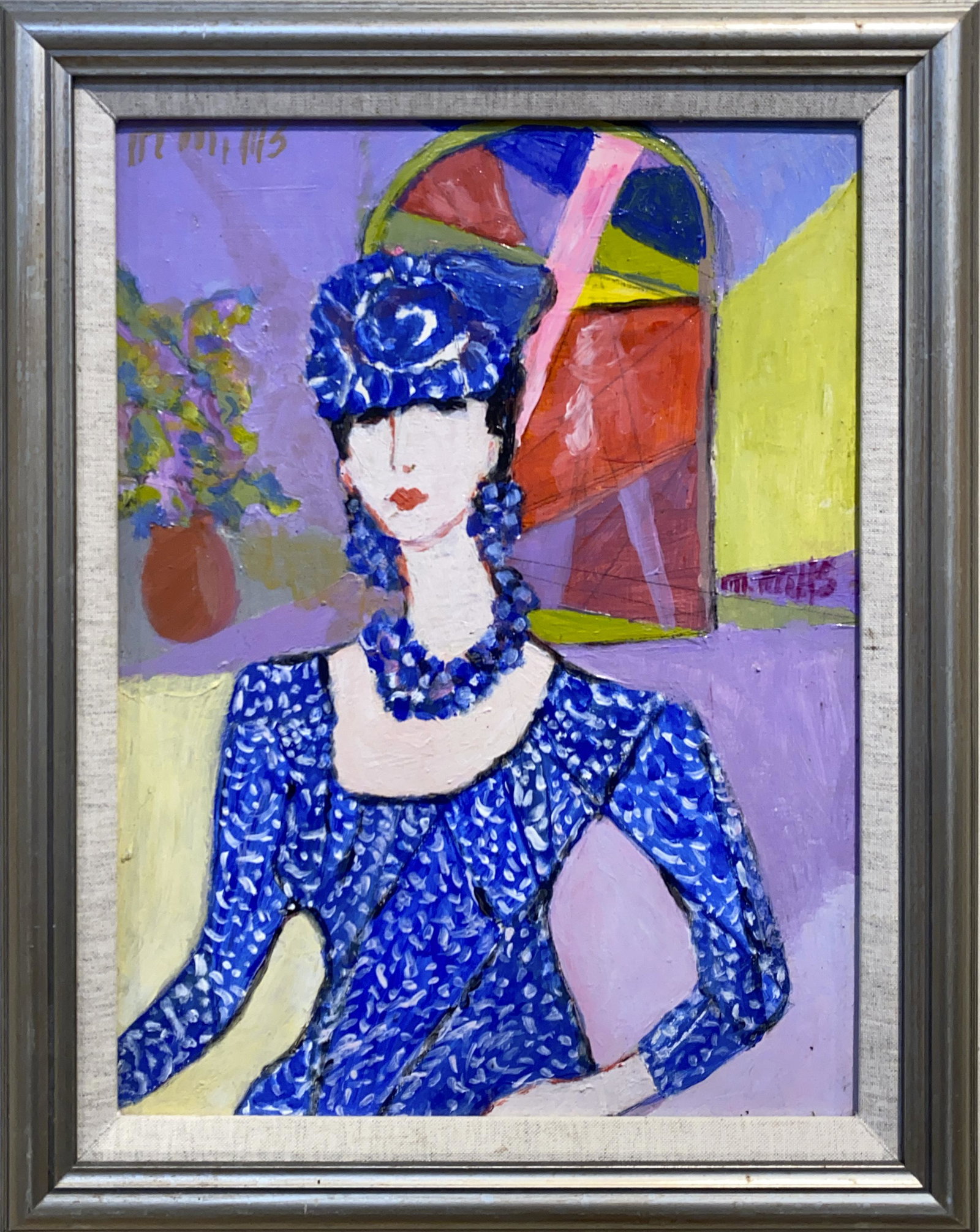 Marge Mills 1932-1996 Loverly: oil on board 17 x 13 signed