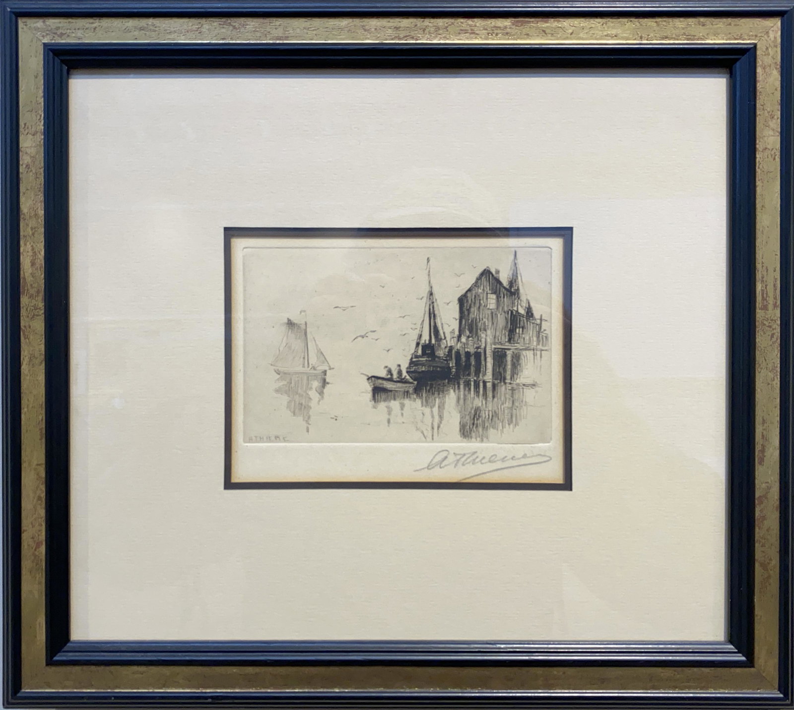 Anthony Thieme 1888-1954 Motif #1: etching 3.5 x 5.5 signed