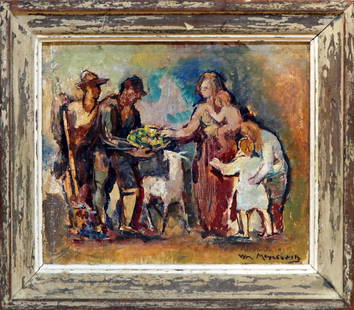 William Meyerowitz (1887-1981) Family Affair: William Meyerowitz (1887-1981) Family Affair oil on canvas mnt. on board, 10 x 12 in., signed l.r.