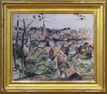 William Meyerowitz (1887-1981) Village Scene: William Meyerowitz (1887-1981) Village Scene oil on canvas, 17.5 x 21 in., signed l.r.