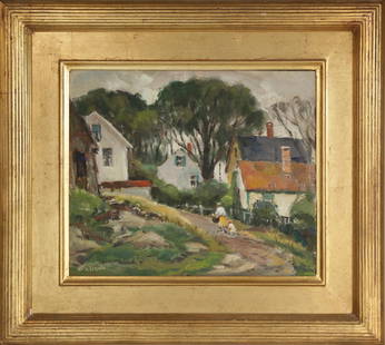 Antonio Cirino (1888-1983) Village Scene: Antonio Cirino (1888-1983) Village Scene oil on canvas mnt. on board, 10 x 12 in., signed l.l.