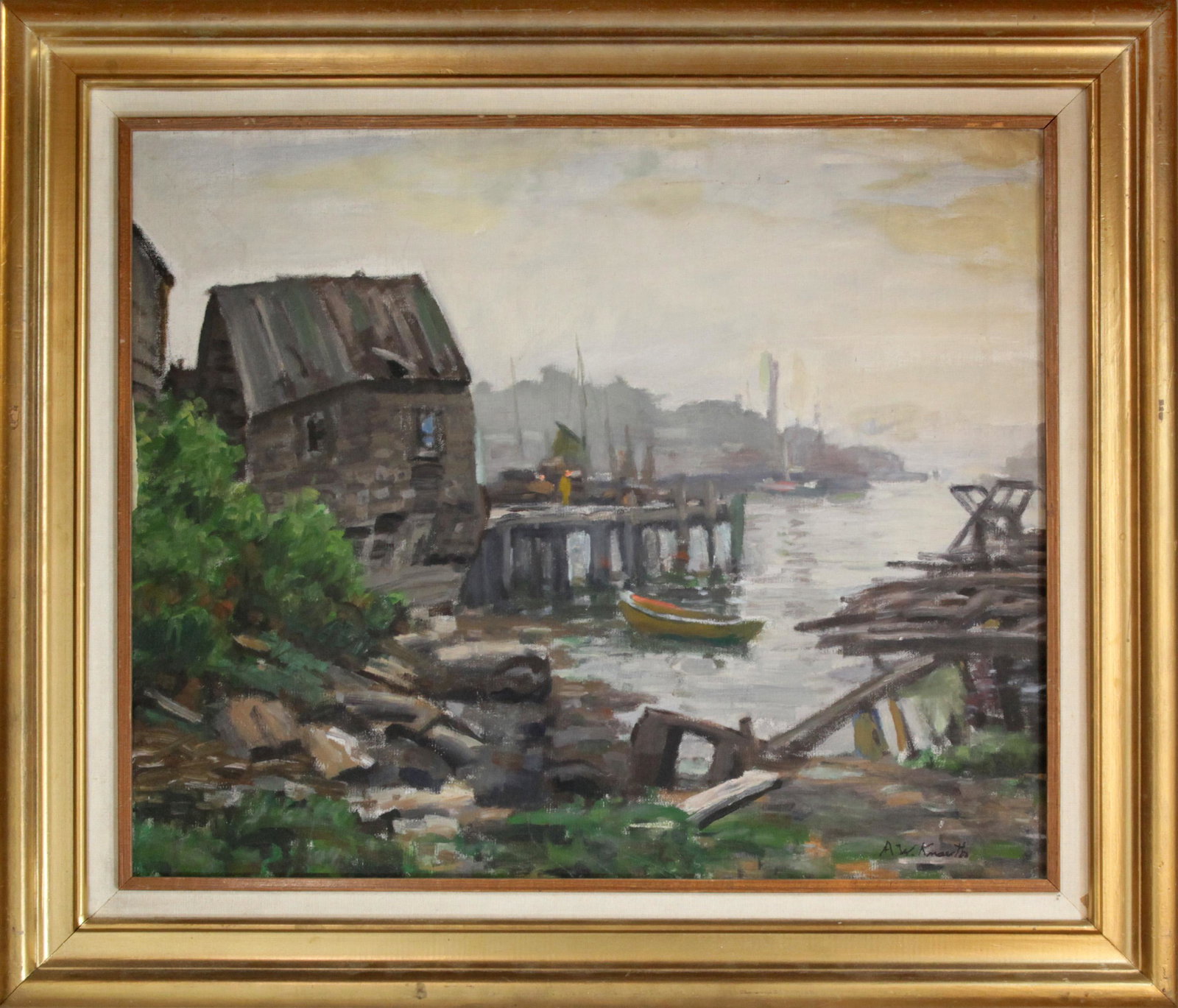Arnold Knauth (1918-2017) Old Harbor: Arnold Knauth (1918-2017) Old Harbor oil on canvas, 20 x 24 in., signed l.r.