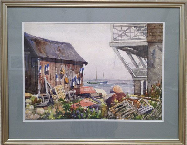 Joseph Newman ,"Lobster Shack": Artist: Joseph Newman Title: Lobster Shack Dates: (1890-1979) Signed Medium: Watercolor Size: 15x21-1/2