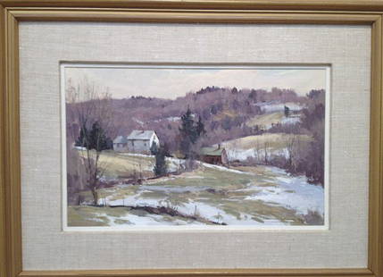 Bernard Corey End Of The Snow": Artist: Bernard Corey Title: End Of The Snow Dates: (1914-2000) Signed Medium: Oil/Board Size: 9-1/2x15-1/2