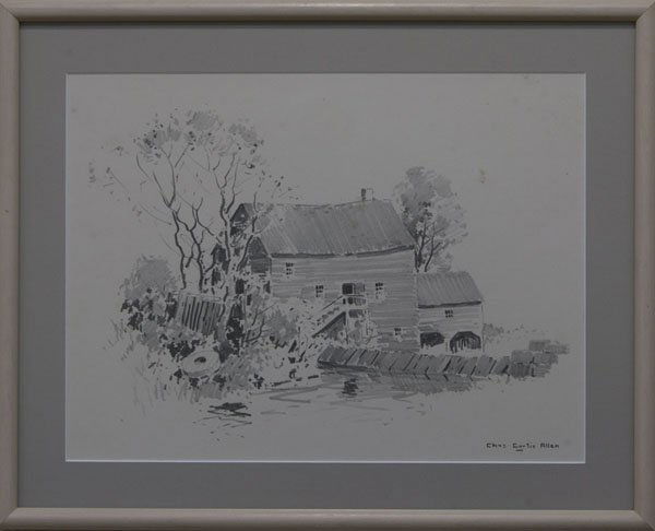 Charles Curtis Allen Mill, Pawlet, VT": Artist: Charles Curtis Allen Title: Mill, Pawlet, VT Dates: (1886-1950) Signed Medium: Pencil Size: 10-1/2x14