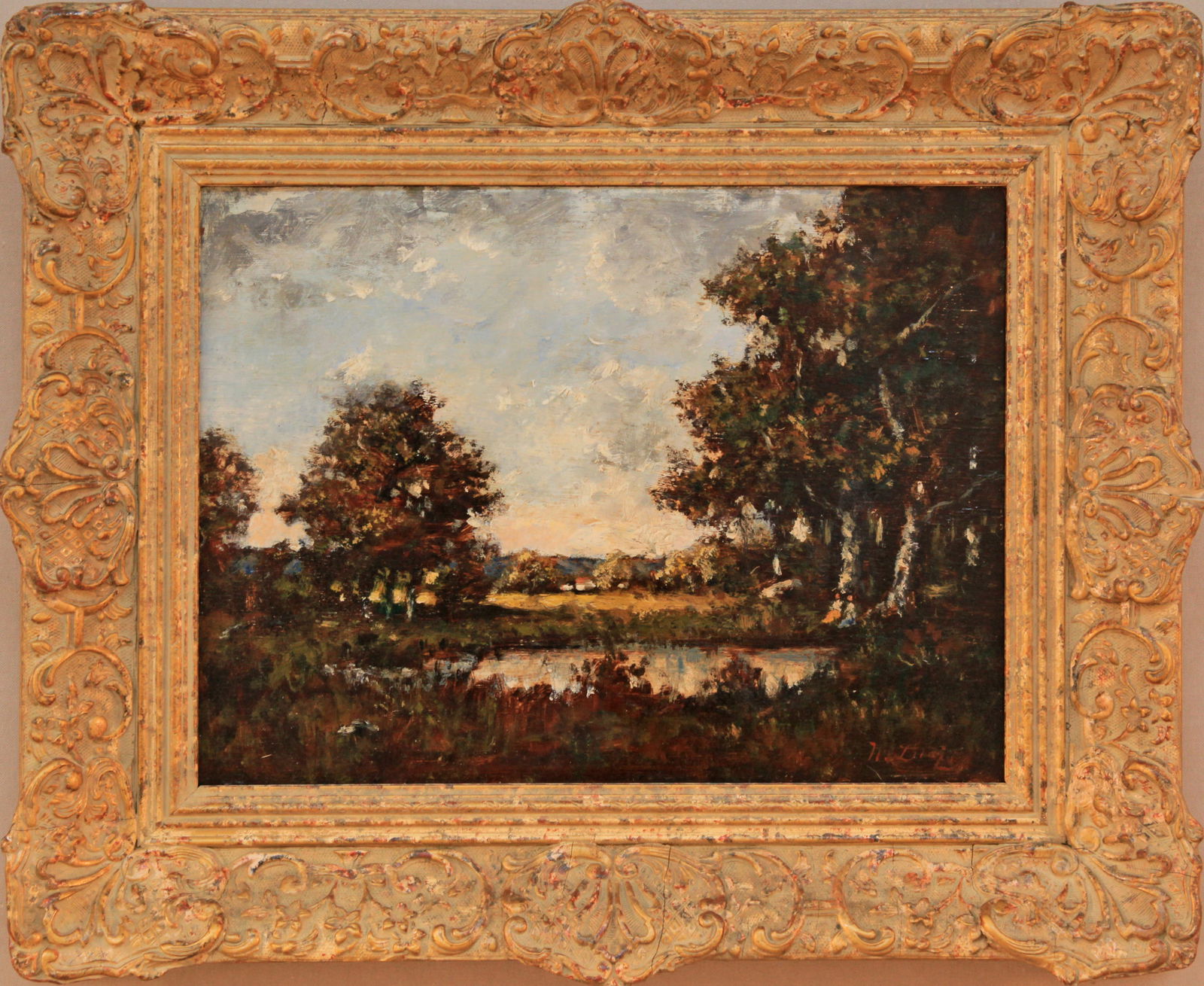 Narcisse Virgilio Díaz de la Peña (1807-1876) Landscape with Figures by a Pond (1 of 3)