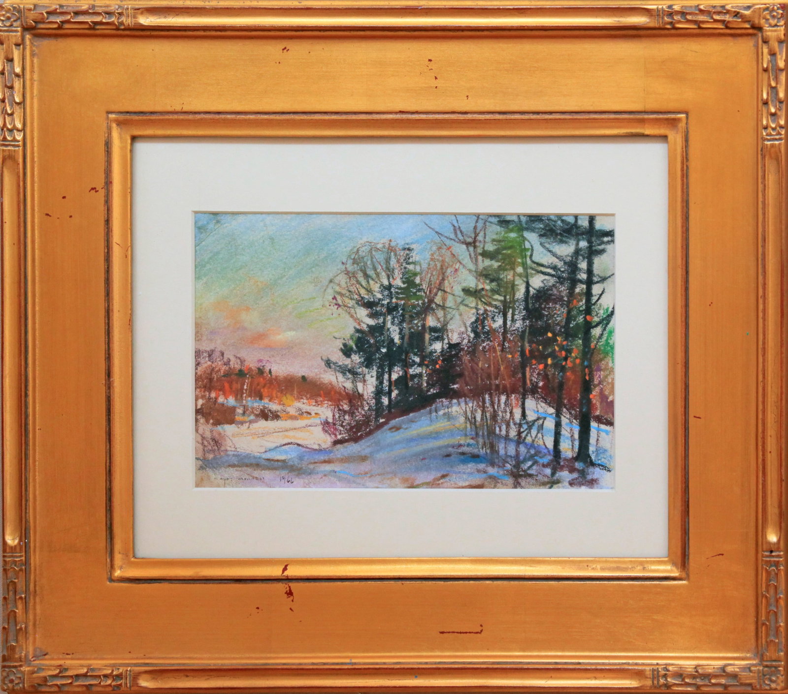 Wayne Morrell (1923-2013) Afternoon Snowscape: Wayne Morrell (1923-2013) Afternoon Snowscape pastel, 5.5 x 9 in., signed l.l.