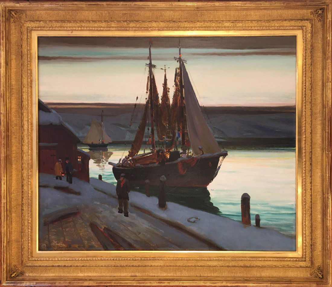 Anthony Thieme (1888-1954) Dusk View of Gloucester Harbor (1 of 3)