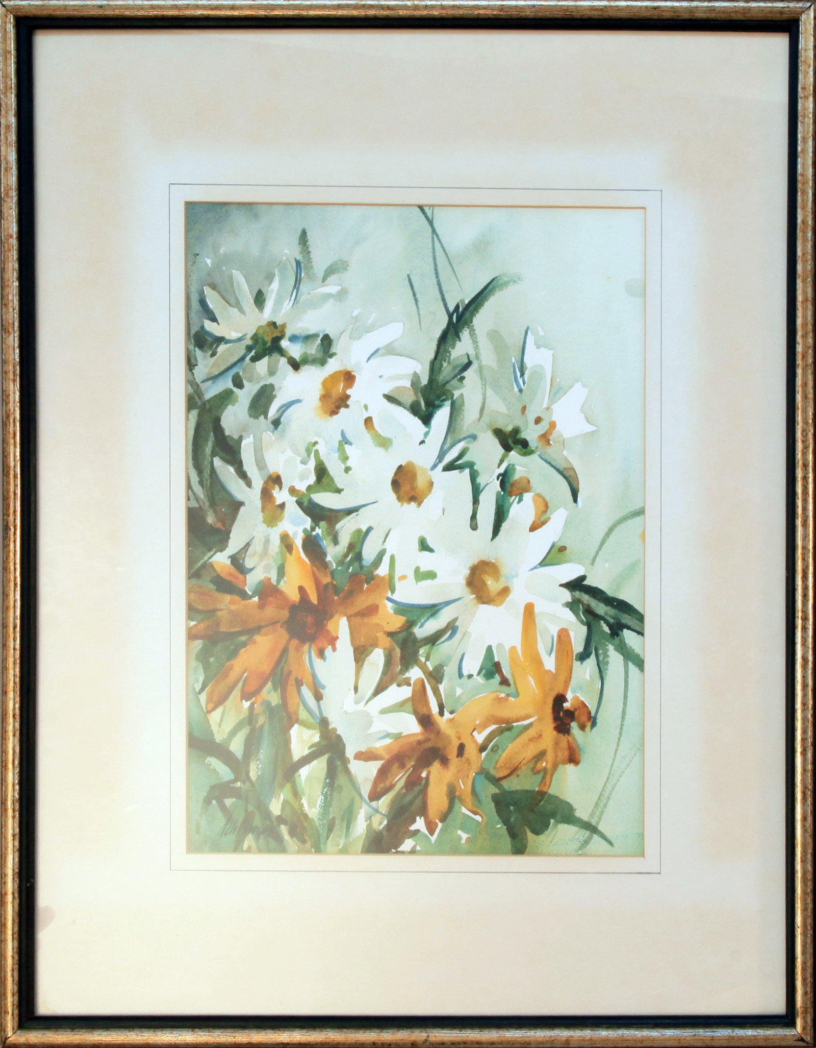Betty Lou Schlemm (1934-2021) Daisies: Betty Lou Schlemm (1934-2021) Daisies watercolor, 12.75 x 9.5 in., signed l.l.