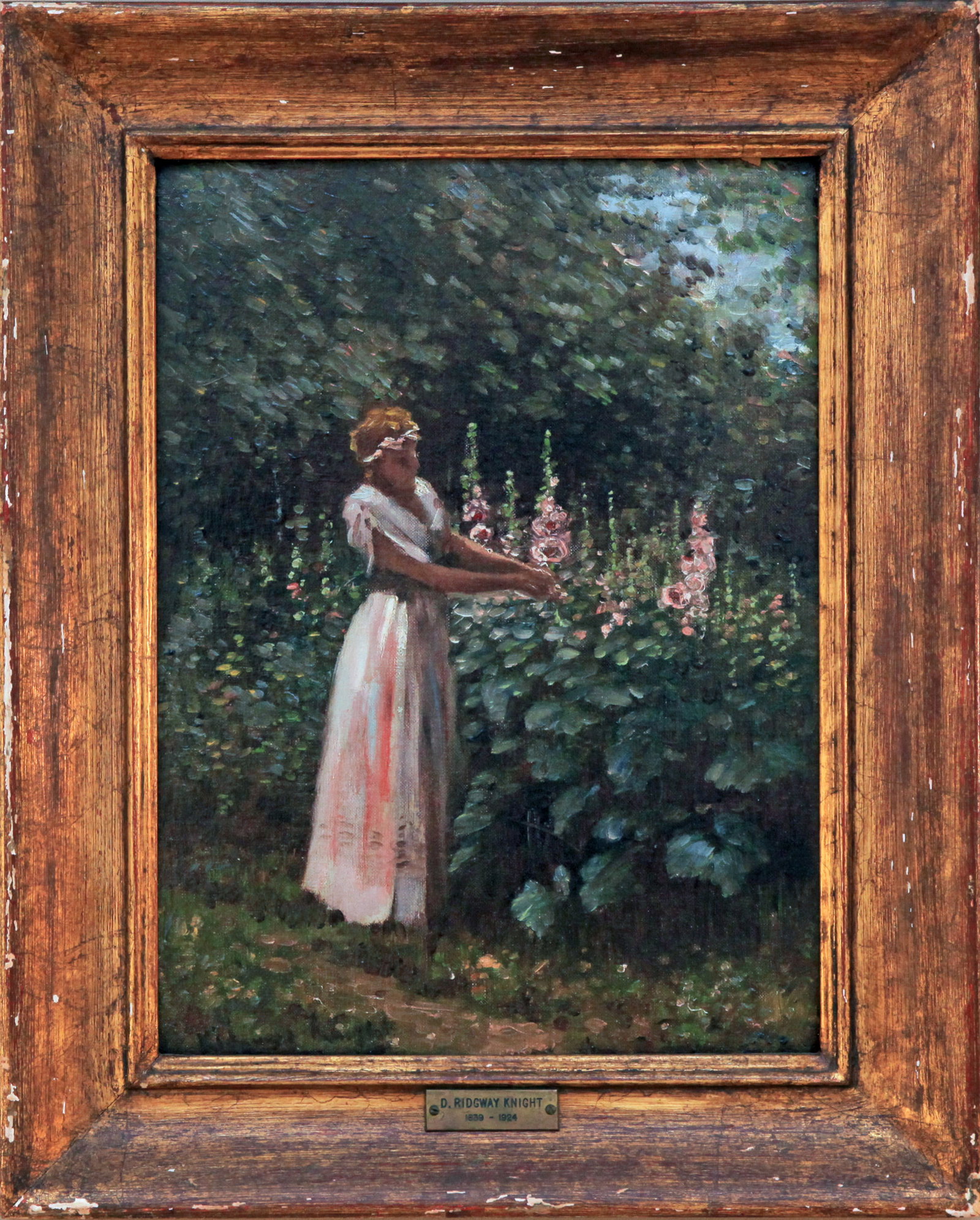 Daniel Ridgway Knight (1839-1924) Woman with Hollyhocks (1 of 3)