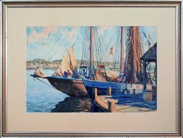 Gordon Grant (1875-1962) Boats at Dock