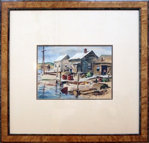 Henry Gasser (1909-1981) Menemsha Inlet - Fishing Shacks