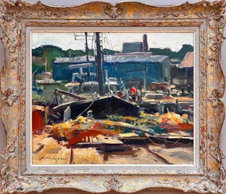 Charles Movalli (1945-2016) Boats at Dock