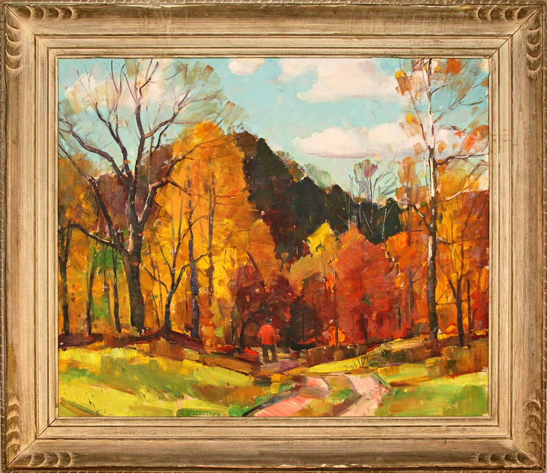 Carl W. Peters (1897-1980) Autumn Landscape with Figure (1 of 2)