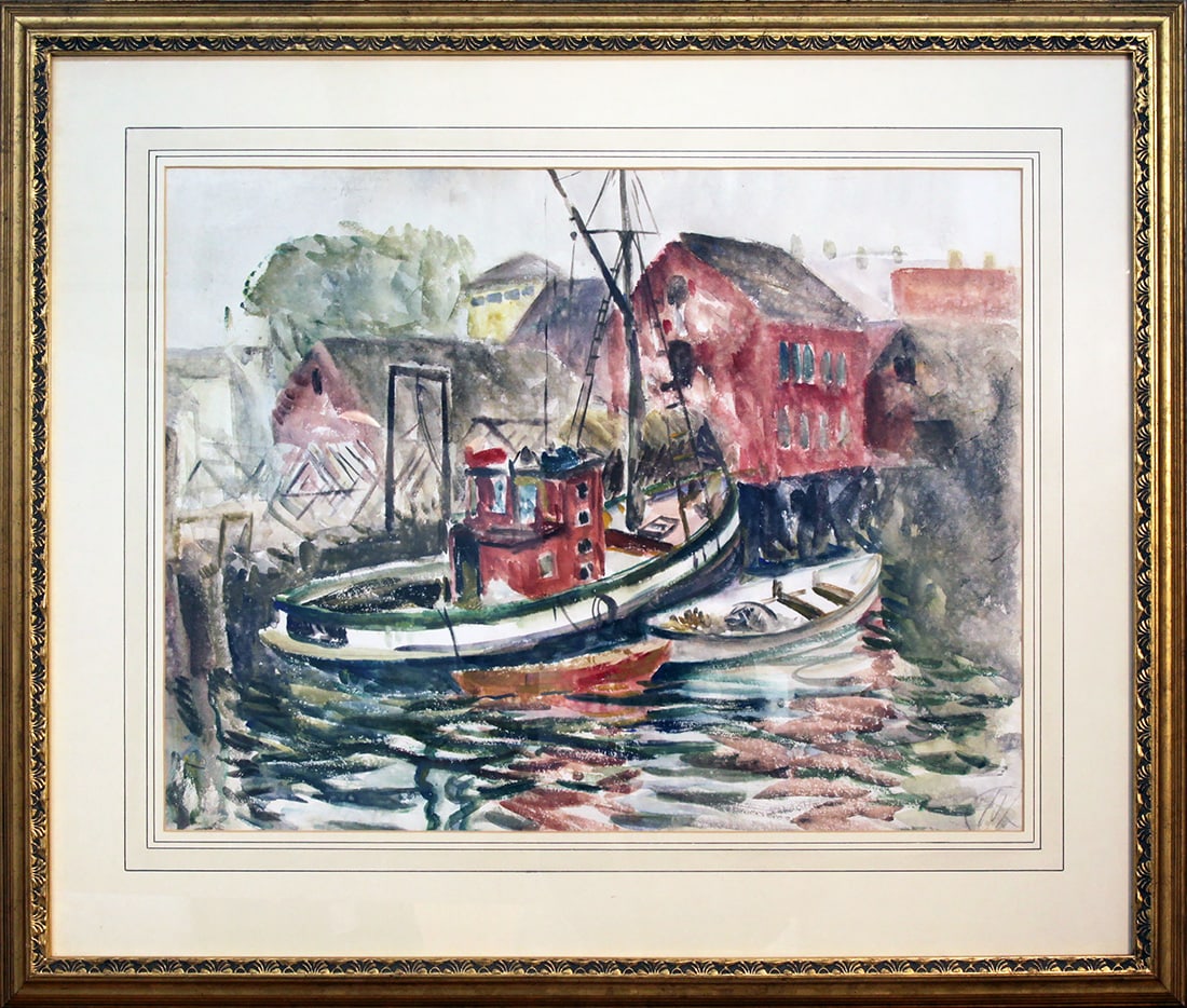 Hayley Lever (1876-1958) Marblehead: Hayley Lever (1876-1958) Marblehead watercolor, 16.5 x 21.5 in., signed l.r. (initialed) framed size: 25.5 x 30 x 1.25 in.
