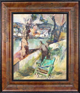 William Meyerowitz (1887-1981) Gloucester Harbor from E. Gloucester: William Meyerowitz (1887-1981) Gloucester Harbor from E. Gloucester oil on canvas, 17.5 x 15.5 in., signed l.r. framed size: 24.25 x 21 x 2 in.