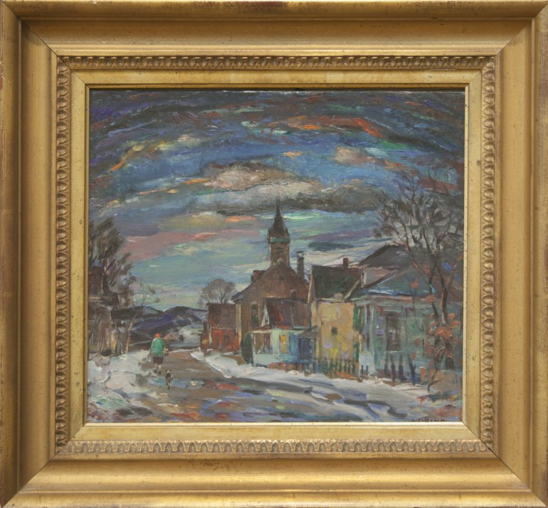 Antonio Cirino, "Night Fall": Artist: Antonio Cirino Title: Night Fall Dates: 1888-1983 Signed Medium: Oil On Board Size: 12-1/2x15