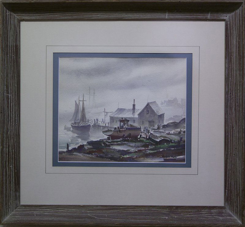 John Cuthbert Hare, "Wharf Near Rocky Neck, Gloucester": Artist: John Cuthbert Hare Title: Wharf Near Rocky Neck, Gloucester Dates: 1908-1978 Signed Medium: Watercolor Size: 9-1/2x11-1/2