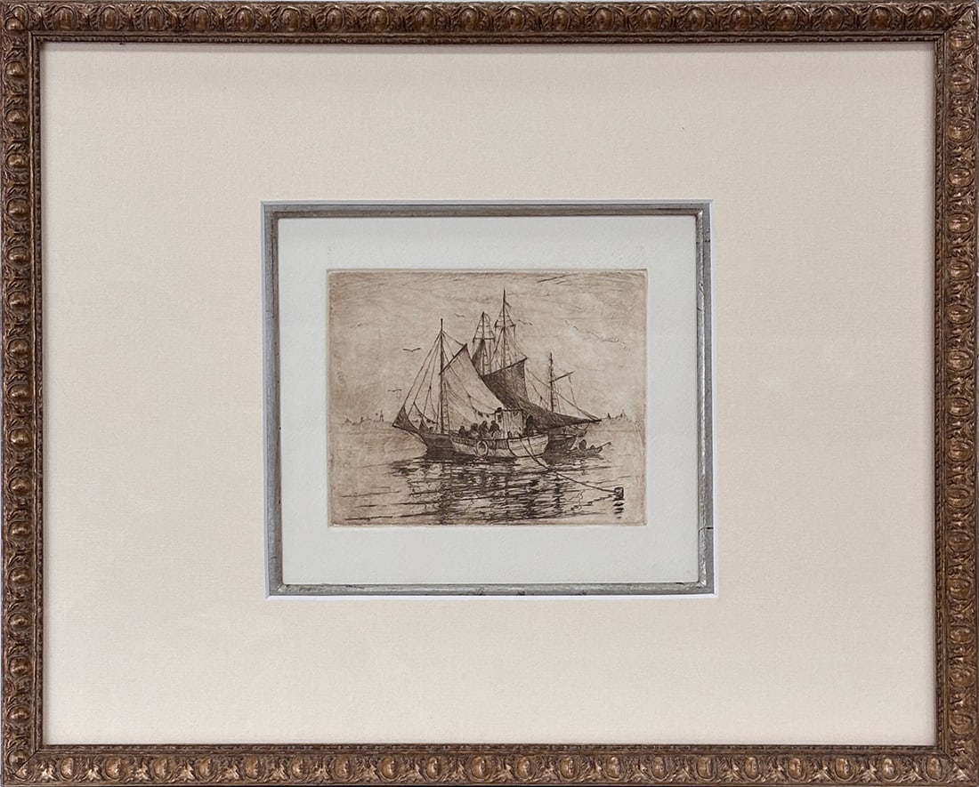 Attrib. to Antonio Cirino (1888-1983) Double Vessel at Mooring (1 of 1)