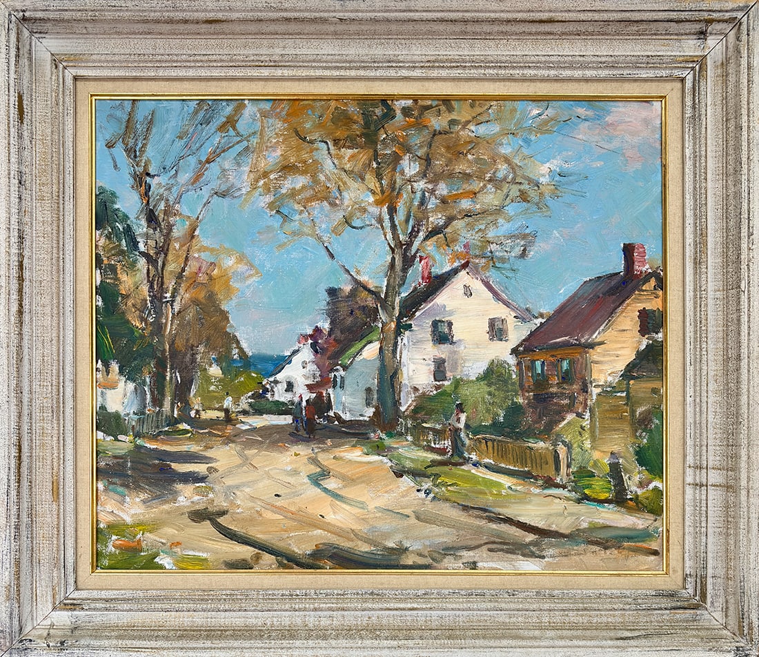 Carl W. Peters (1897-1980) Cape Ann Street Scene: Carl W. Peters (1897-1980) Cape Ann Street Scene oil on canvas, 20 x 24 in., faintly signed l.r. framed size: 26.25 x 30.25 x 2.75 in.