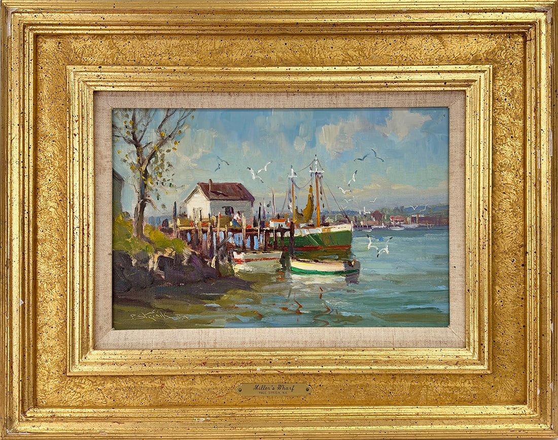 Paul Strisik (1918-1998) Miller's Wharf: Paul Strisik (1918-1998) Miller's Wharf oil on board, 8 x 12 in., signed l.l. framed size: 15 x 19 x 2 in.