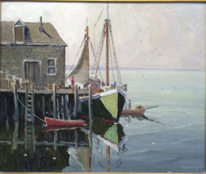 Melville Stark, "Harbor, Low Tide": Artist: Melville Stark Title: Harbor, Low Tide Date: 1904-1987 signed Medium: oil on canvasboard Size: 20 x 24