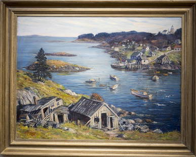 Earl A. Titus , " Monhegan, Hermit Place, Manana": Artist: Earl A. Titus Title: Monhegan, Hermit Place, Manana Date: 1895-1962 Signature: signed Medium:oil on board Size:24 x 32