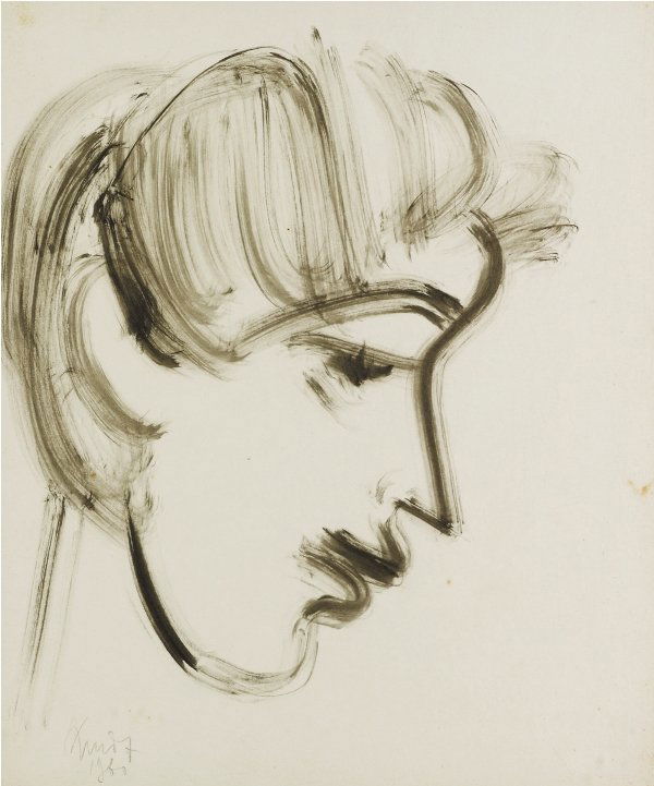 Michael Kmit (1910-1981) Untitled (Portrait): Michael Kmit (1910-1981) Untitled (Portrait) watercolour, signed and dated lower left 'Kmit 1960' Private Collection, Sydney 44 x 37 cm