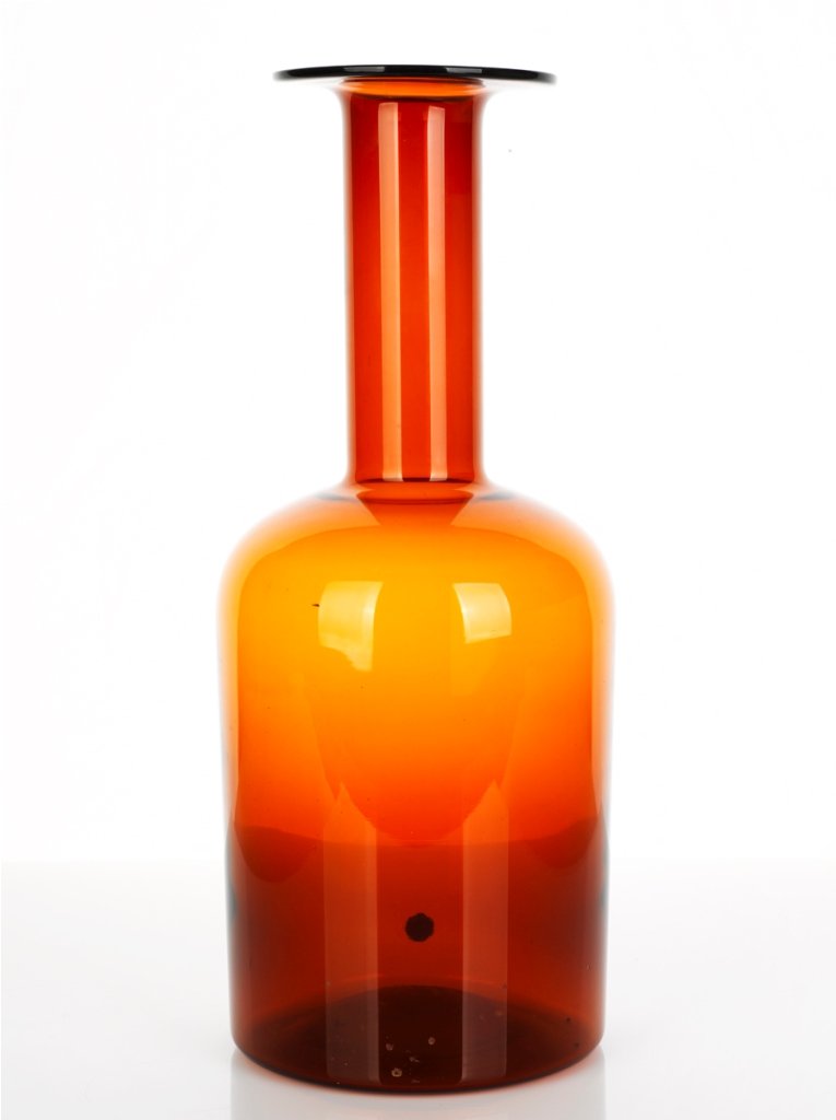 Otto Brauer, Gulvase (Floor Vase): Otto Brauer, Gulvase (Floor Vase) amber coloured, label to side 'Kastrup Holmegaard, Made in Denmark', manufactured 1965-1980 height 44 cm diameter 17.5 cm