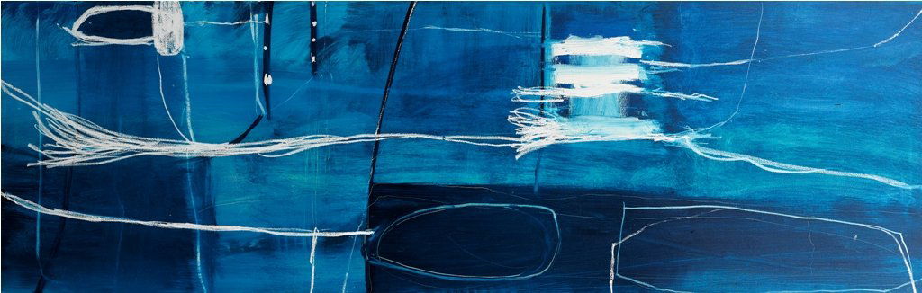 George Raftopoulos (b. 1972), Imiglos I, II 1999: acrylic on canvas, each signed indistinctly and dated on verso '99', first panel titled on verso 'IMIGLOS I, II, III' each 60 x 190 cm (2) ABN AMRO, Melbourne, Royal Bank of Scotland, Melbourne PLEASE