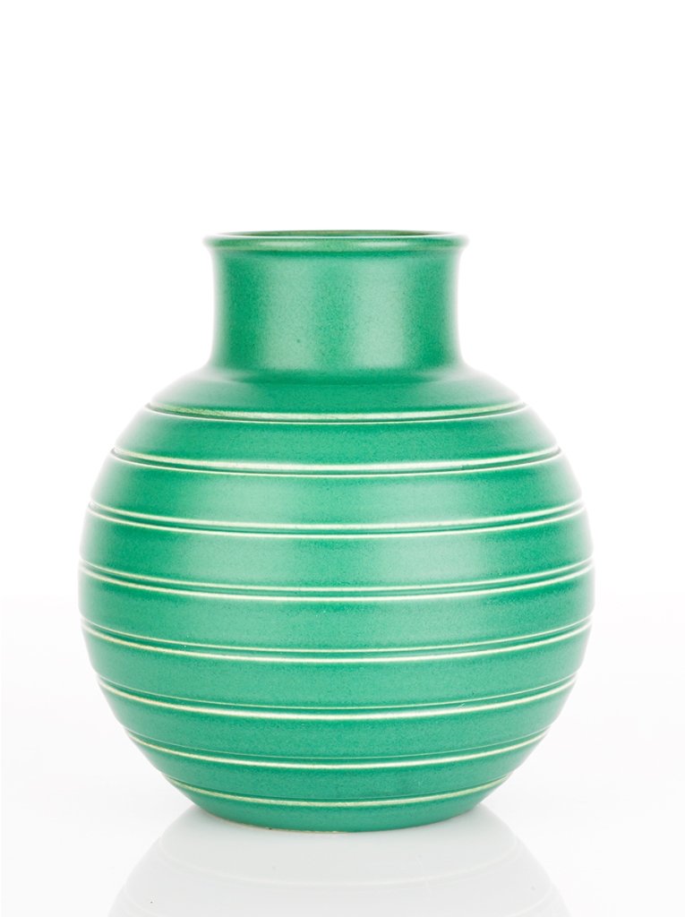 Keith Murray, Vase: shape number 3801, matt green glaze, printed and impressed mark 'Keith Murray. WEDGWOOD, MADE IN ENGLAND, MATT GREEN'