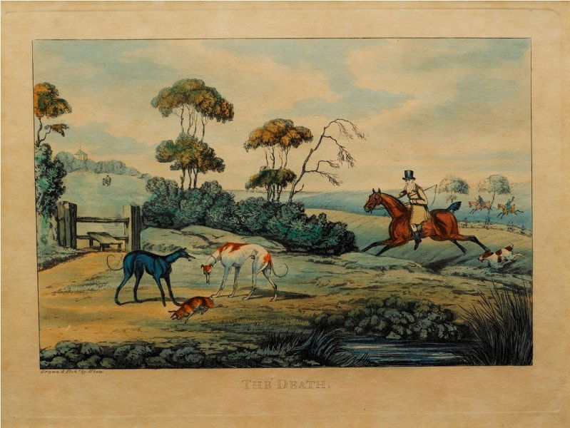 Henry Thomas Alken (1785-1851), Going Out; Finding; Run: Henry Thomas Alken (1785-1851), Going Out; Finding; Running In View; The Death four hand-coloured etchings (4) Ash Estate Auction, Newcastle, c. 1963, Private Collection, Sydney each 18 x 27cm (image