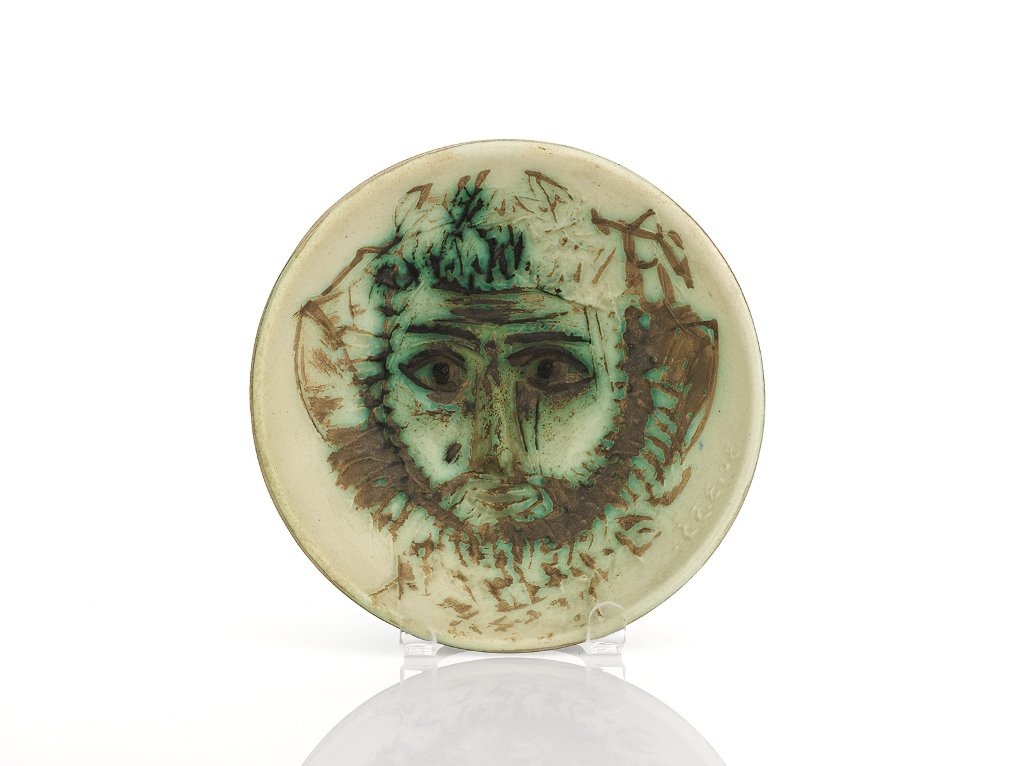 Pablo Picasso, Madoura Pottery Faun Bowl, Spain c. 1960: Pablo Picasso, Madoura Pottery Faun Bowl, Spain c. 1960 glazed earthenware with oxidized paraffin decoration diameter 18cm