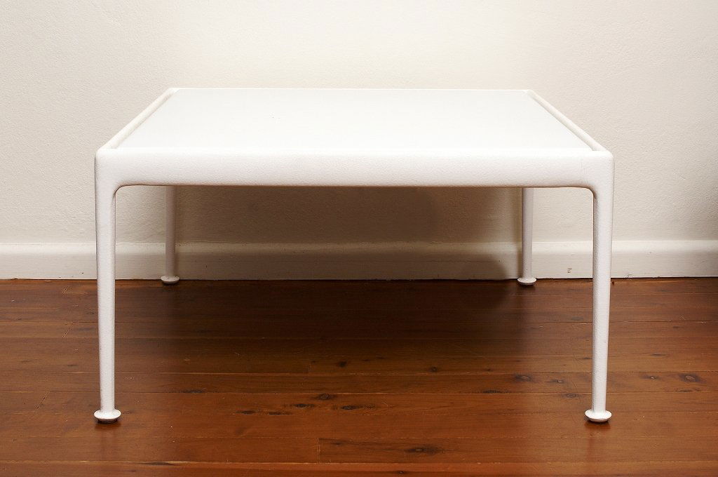 Richard Schultz, Square Coffee Table: Richard Schultz, Square Coffee Table white enamel porcelain steel, cast and extruded aluminum, manufactured by Knoll height 38.5cm length 71cm depth 71cm
