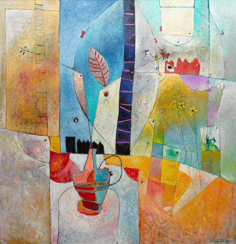 Henryk Szydlowski (b. 1950), Landscape of the Beautiful: Henryk Szydlowski (b. 1950), Landscape of the Beautiful Meadow in the Summer Night 1988 oil on canvas, signed and dated l.r.c. ' H. Szydlowski 88', signed, titled and dated 'Landscape of the Beautiful