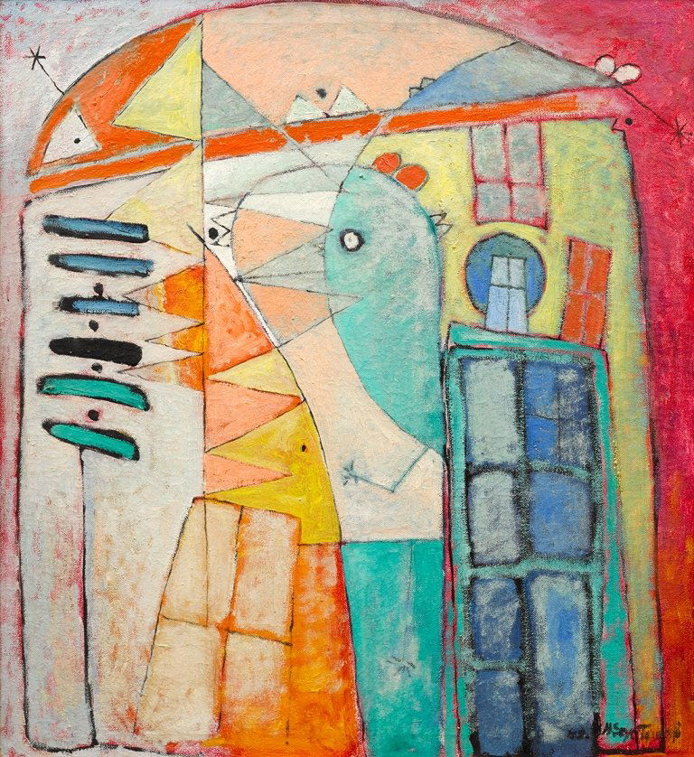 Henryk Szydlowski (b. 1950), Forest Echo 1988: Henryk Szydlowski (b. 1950), Forest Echo 1988 oil on canvas, titled verso, signed and dated l.r.c. '88 H. Szydlowski' 50 x 45.5 cm Collection of the Late John Willson, Sydney