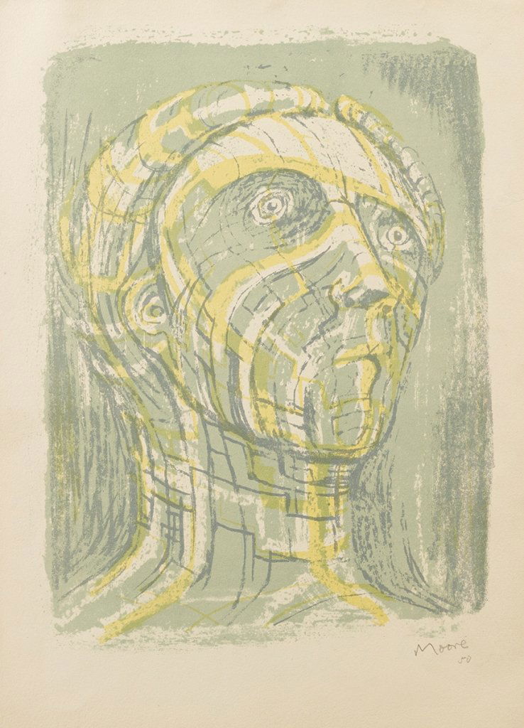 Henry Moore (British, 1898-1986), Head of Prometheus 19: Henry Moore (British, 1898-1986), Head of Prometheus 1950 lithograph, signed and dated l.r.c. 'Moore 50' paper: 38 x 27.5 cm Collection of the Late Robert Mugdan, Sydney Catalogue Raisonee Cramer 22