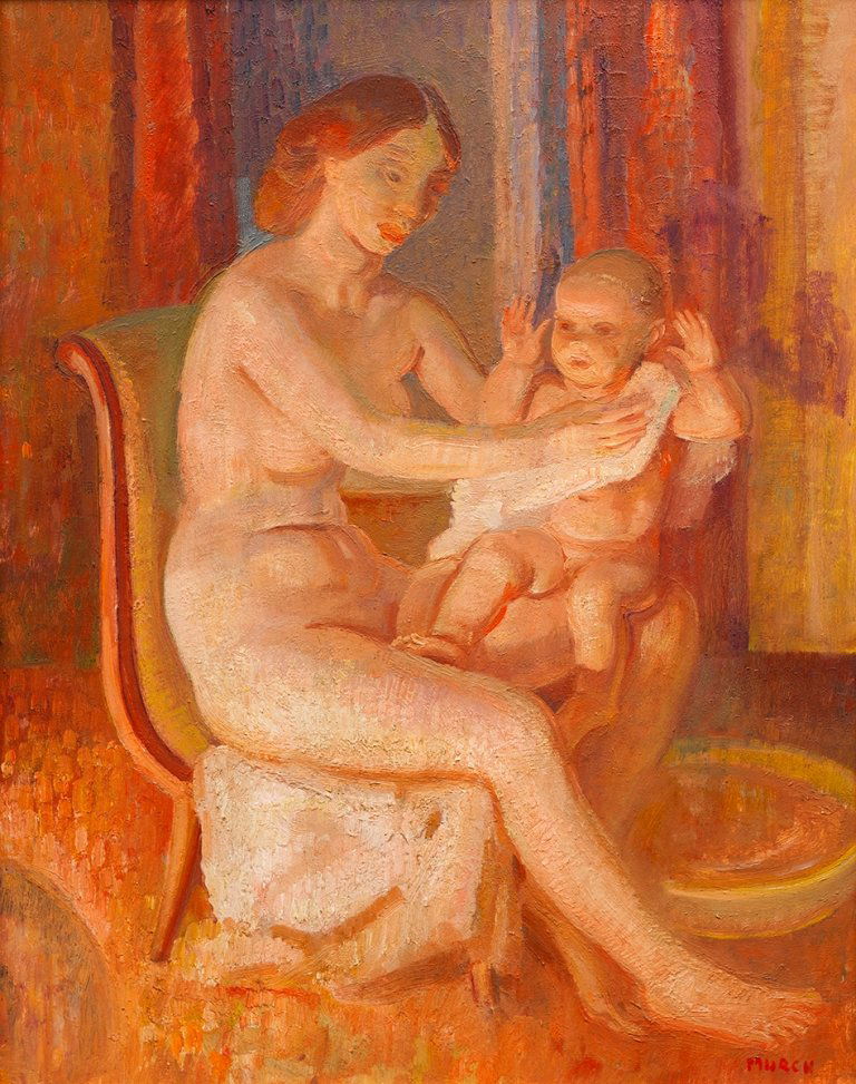Arthur Murch (1902-1989): Arthur Murch (1902-1989) Mother and Child Bathing oil on board, signed l.r.c. 'Murch' 49 x 39cm Private Collection, Sydney
