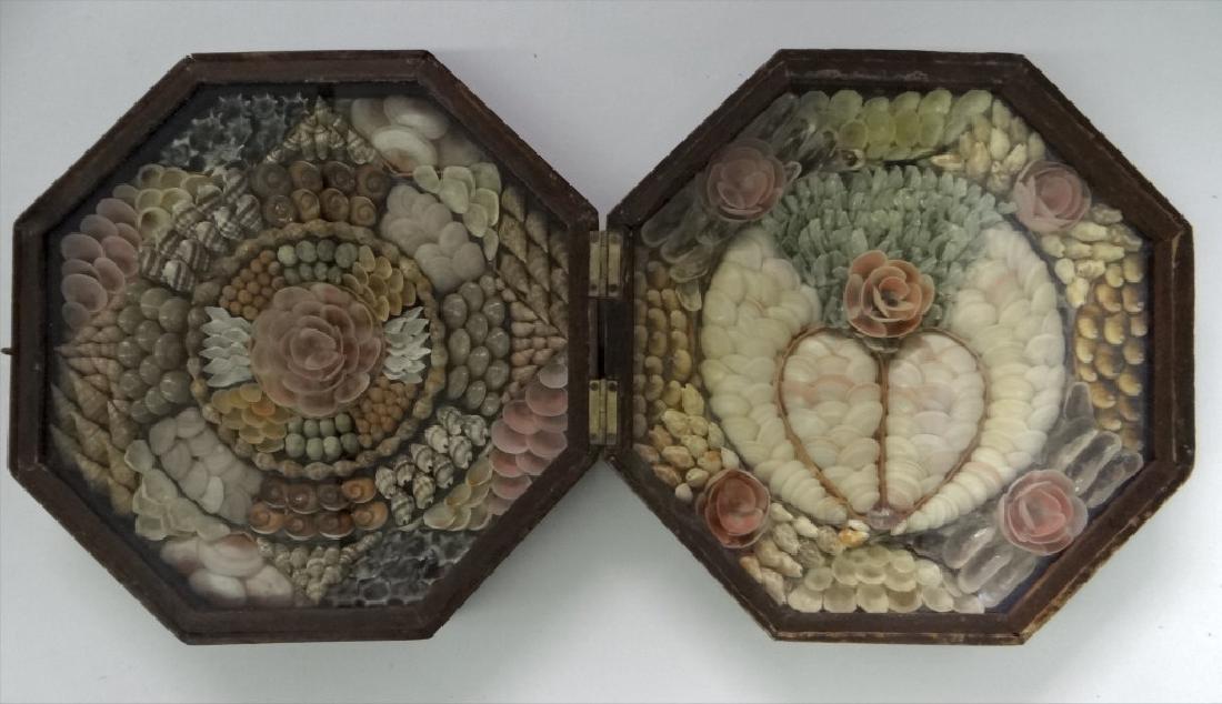 OCTAGONAL 19THC. SAILOR'S SHELL VALENTINE (1 of 6)