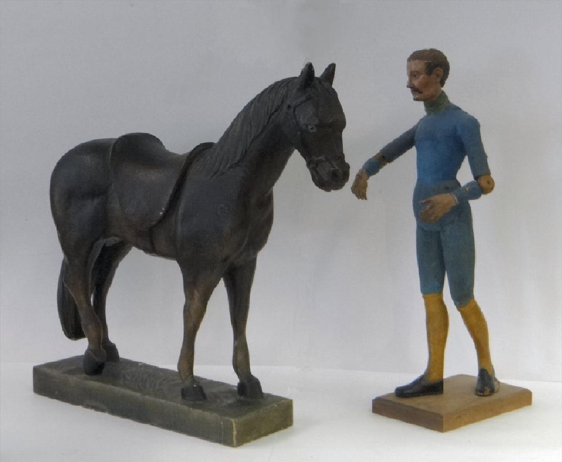 19THC. FOLK ART HORSE & ARTIST ARTICULATED MODEL (1 of 12)