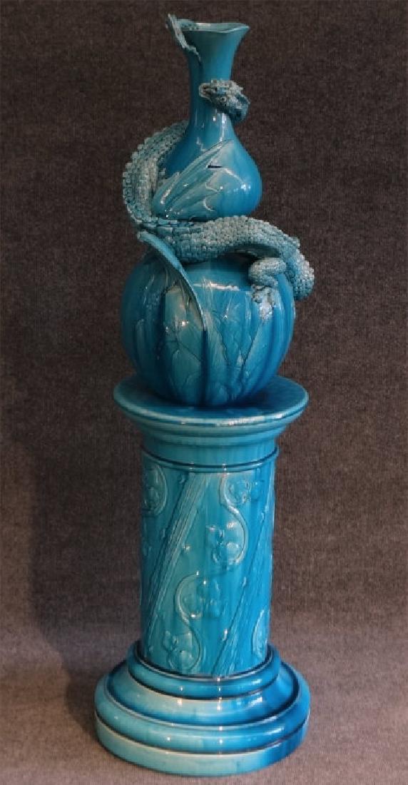 BURMANTOFTS FAIENCE VASE & PEDESTAL (1 of 9)